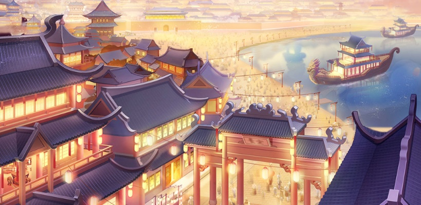 华夏盛世氛围浓厚，长安百万贯角色立绘唯美迷人，尽显古都繁华风采